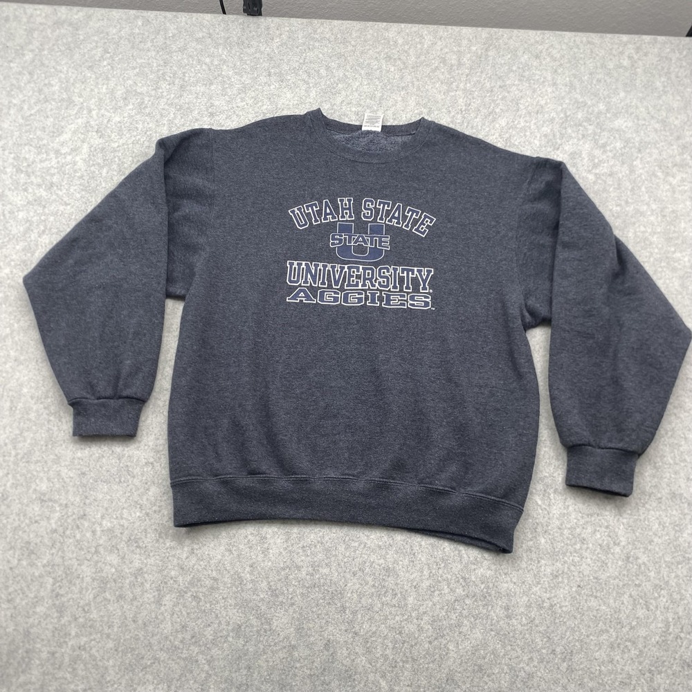 Utah State Aggies Sweatshirt Mens Large Gray NCAA College Jerzees Fleece